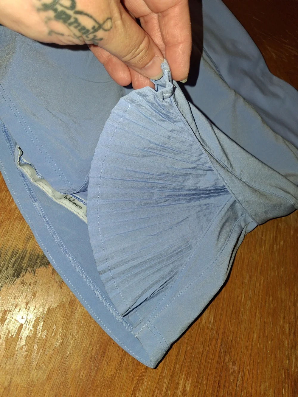 lululemon periwinkle/light blue athletic skirt with built-in shorts
